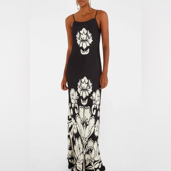 FARM RIO Black & White Floral Arabesque Slip Lenzing Ecovero Viscose, Medium$230 - Picture 2 of 14